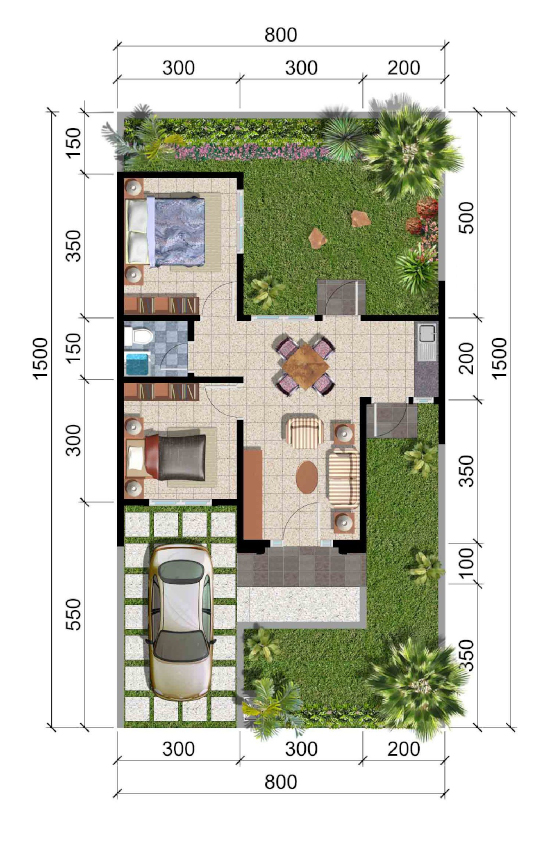 37 Rumah minimalis 1 lantai ukuran 8x15