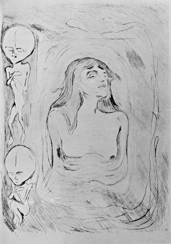 Edvard Munch skitse-tegning til 'Madonna'