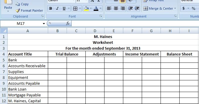 the worksheet classified financial statements accounting an income statement worksheet