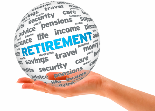 Retirement, globe in hands, written retirement free stock photo