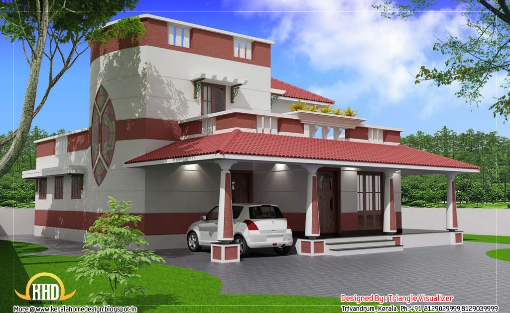 Traditional blend modern house - 2000 Sq. Feet - Kerala home design and