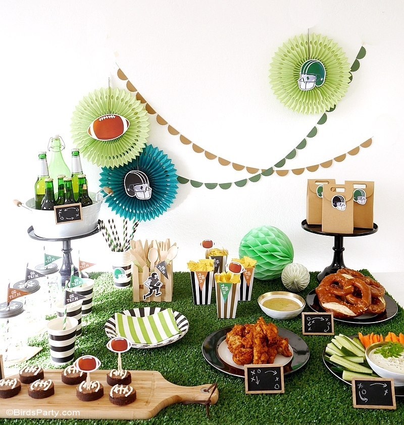 Super Bowl Party with DIY Decorations, Food Ideas and Printables - BirdsParty.com