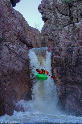Aaron Koontz airing out Little Lebowski, Christopher Creek kayaking waterfall Arizona WhereIsBaer.com Chris Baer