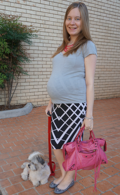 away from blue pregnant australian blogger third trimester workwear business casual