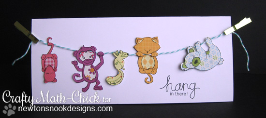 Clothesline of animals card by Crafty Math-Chick for Newton's Nook Designs | Hanging Around Stamp Set