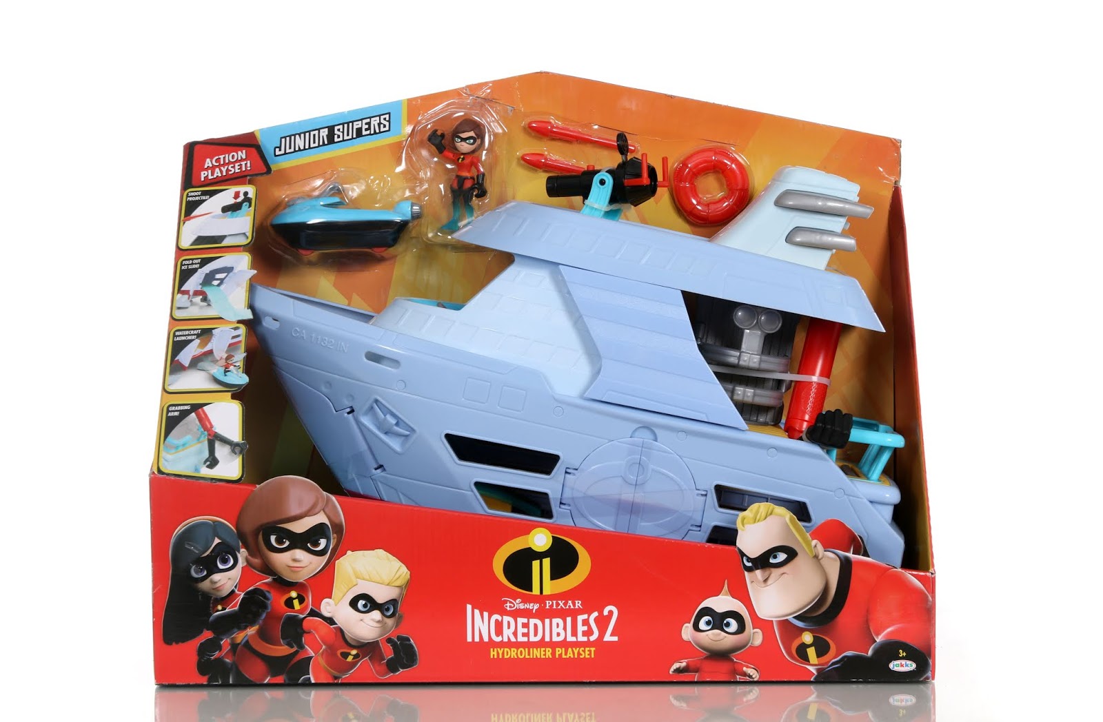 Action Playset comes with Elastigirl Junior Super Figure The Incredibles 2 Hydroliner Ship