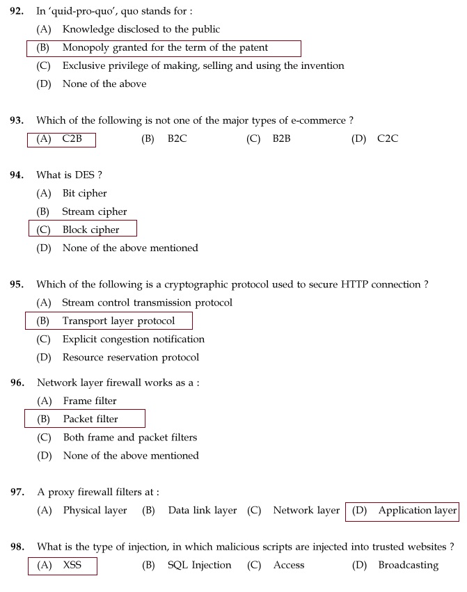 Question Paper and Answer Key Junior Hardware and
