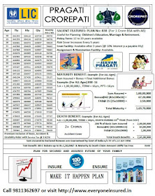Lic New Jeevan Pragati Premium Payment Plan Table No 838 Details
