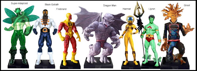 <b>Wave 49</b>: Super Adaptoid, Black Goliath, Firebrand, Dragonman, Hazmat, Llyron and Groot