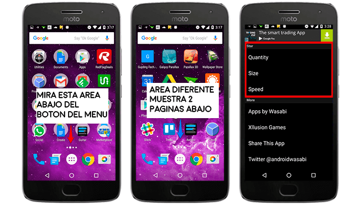 Parallax Galaxia ajustes desplazamiento