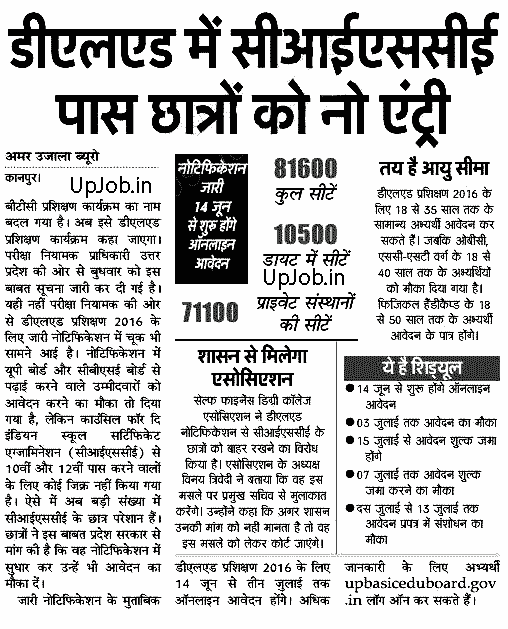 UP BTC D.El.ED 2017 Admission Notification, Application Form Latest News UP BTC D.El.ED 2017 Admission Notification, Application Form Latest News
