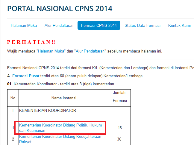 Cara Daftar CPNS Online 2014 Melalui Situs Panselnas  WEB PTK