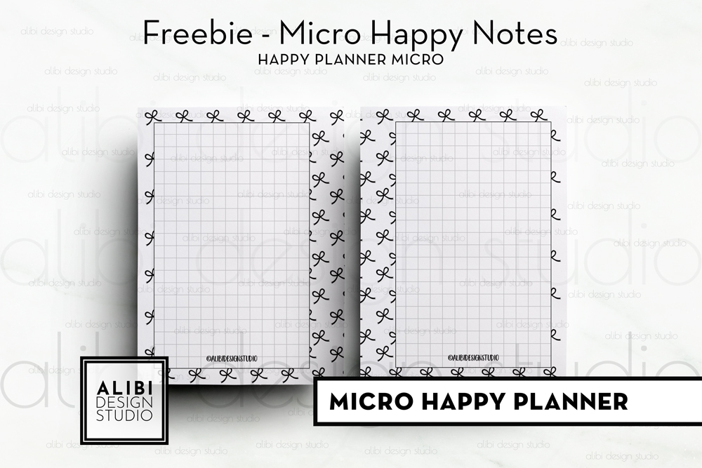 Freebie Micro Happy Notes Happy Planner Bow Insert Alibi Design Studio