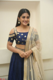 Niveda Thomas in Lovely Blue Cold Shoulder Ghagra Choli Transparent Chunni ~  Exclusive Celebrities Galleries 075