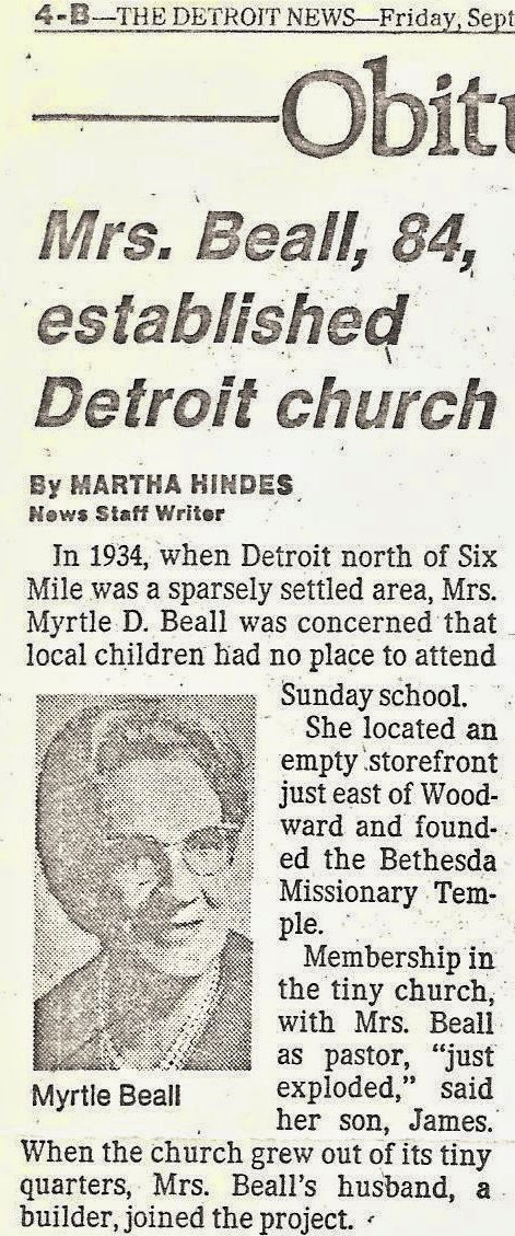M. D. Beall obituary (small portion)