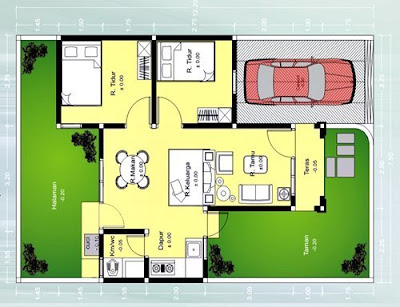 Minimalist design drawing house plan type 45