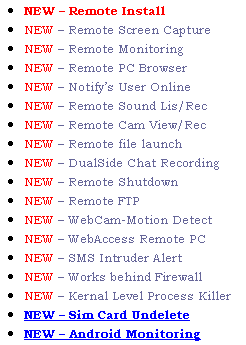 Features of MobiStealth