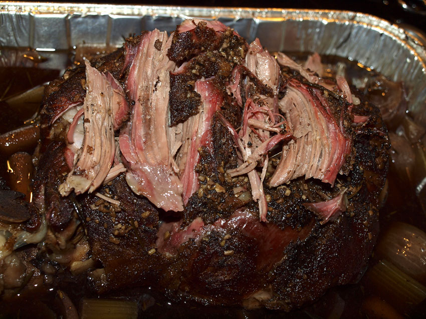 Pellet Smoker Cooking Smoked & Braised Leg of Goat Gyros