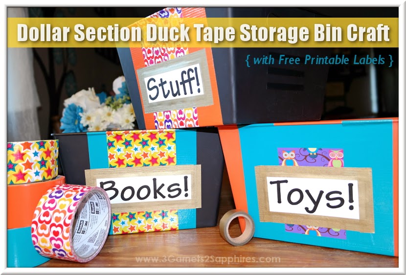 Dollar Section Duck Tape Storage Bin Craft  |  www.3Garnets2Sapphires.com