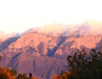 Veiw from my backyard of the Sandia Mountains at sunset.
