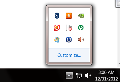 Taskbar clock area