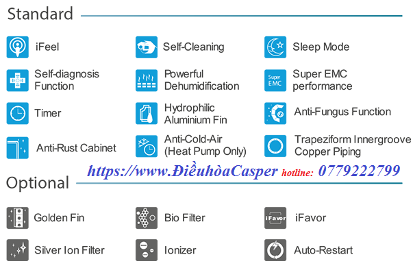 tính năng công nghệ Điều Hòa Casper R32 i-Series 18000BTU INVERTER FSC-18TL55 / CSC-18TL55