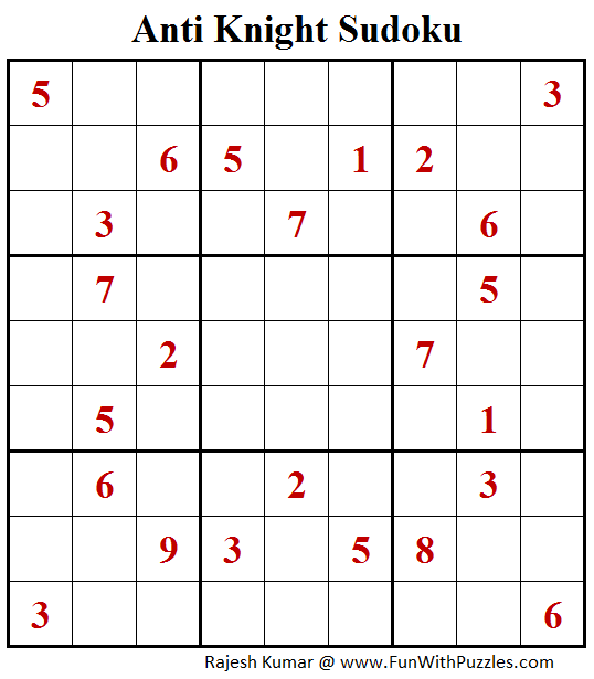 Anti Knight Sudoku Puzzle (Fun With Sudoku #365)