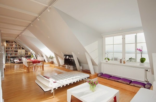 Furnishing high attic with smart interior design solutions