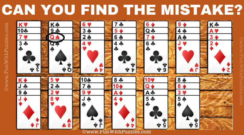 Finding Error in Picture Puzzle: Bakers Dozen Solitaire