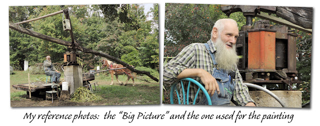 Two reference photos for Sorghum Maker taken at Muddy Pond Sorghum Mill, TN