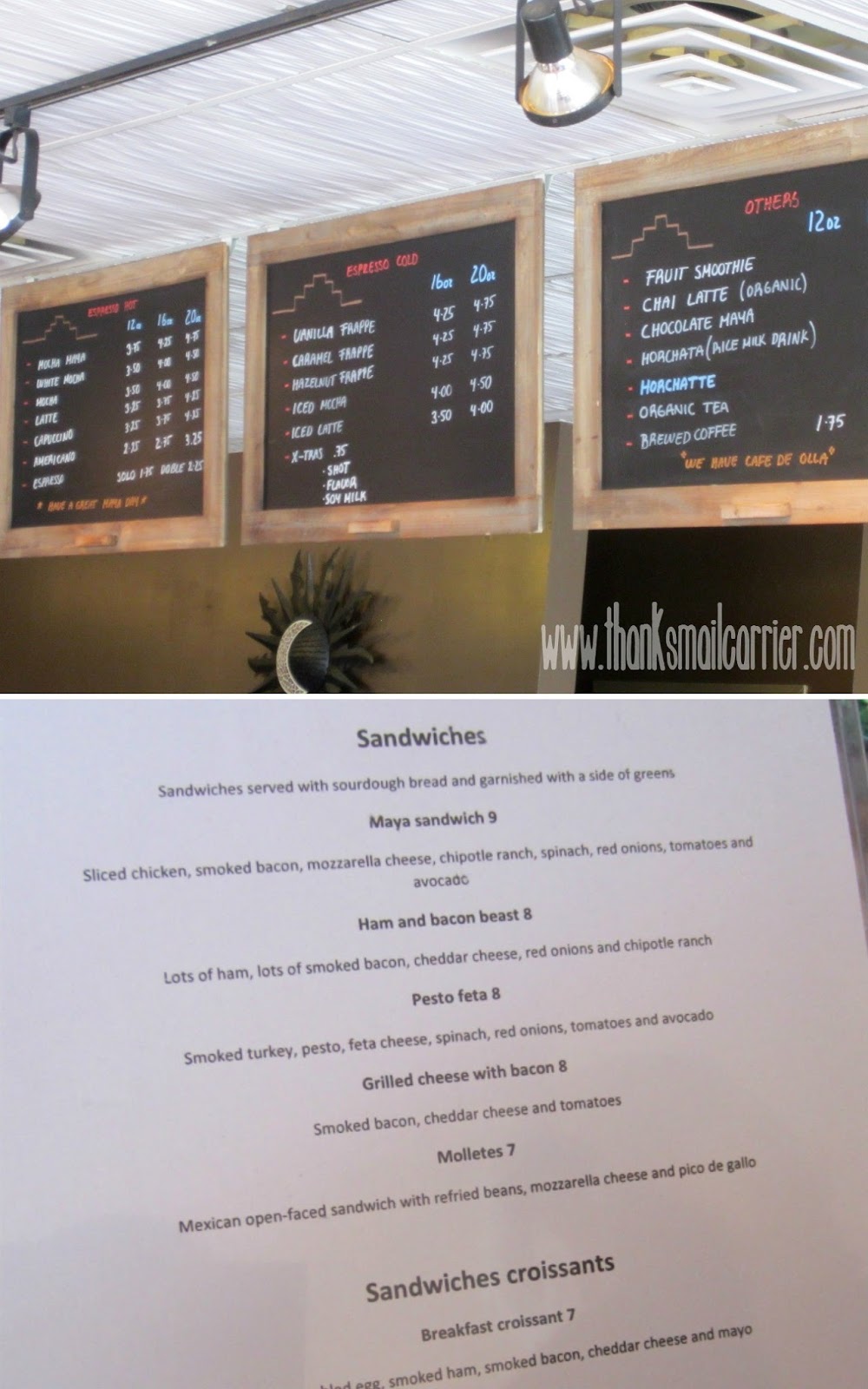 Cafe Maya menu