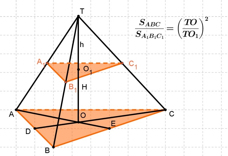 Сечение треугольной пирамиды плоскостью. Четырехугольная пирамида сечение параллельное основанию.