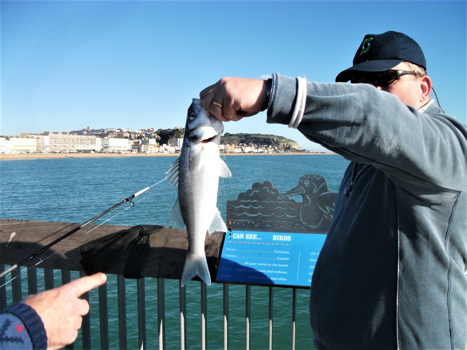 Steve on Hastings Fishing from Hastings Pier, plus nearby Beach Huts!