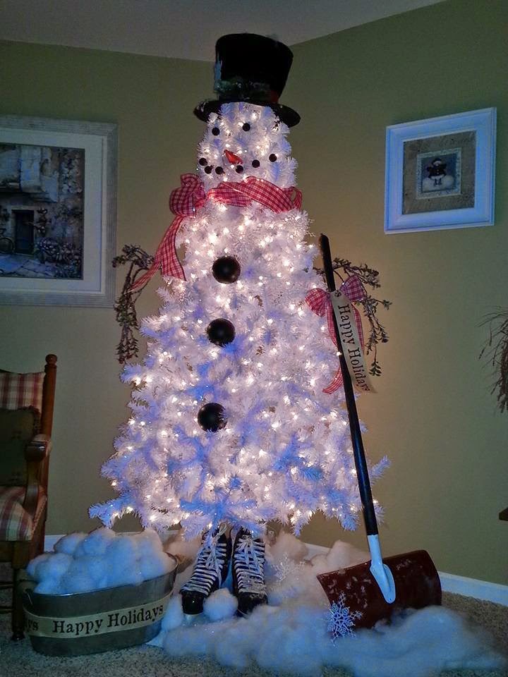 DIY White Christmas Tree Snowman