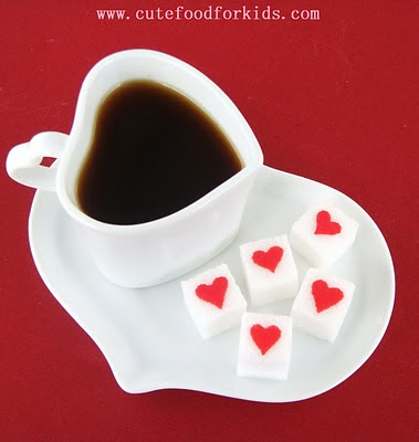 cafe - cubos de açúcar decorados com coração