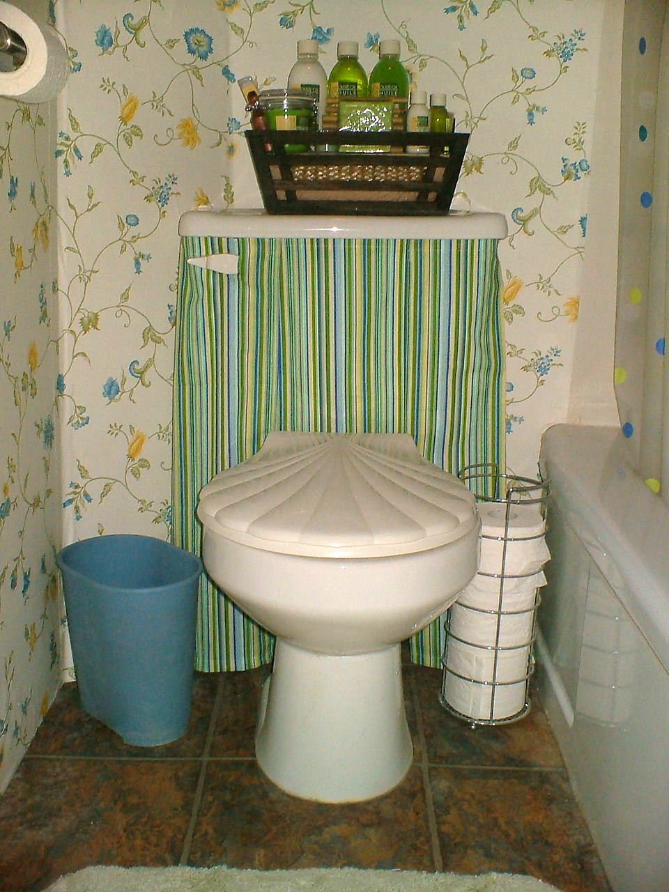 How to Make a Toilet Tank Skirt - Color Me Thrifty