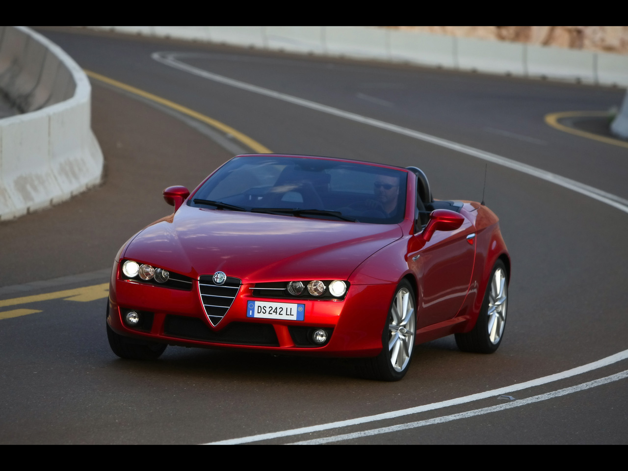 Front luxury Alfa Romeo Spider car in red color 2 doors and ...