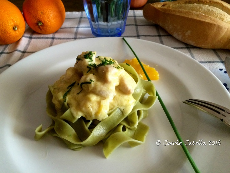 Tagliatelle de Espinacas con Suprema de Pollo en Salsa de Naranjas - El Plato tagliatelle-espinacas-pollo-plato