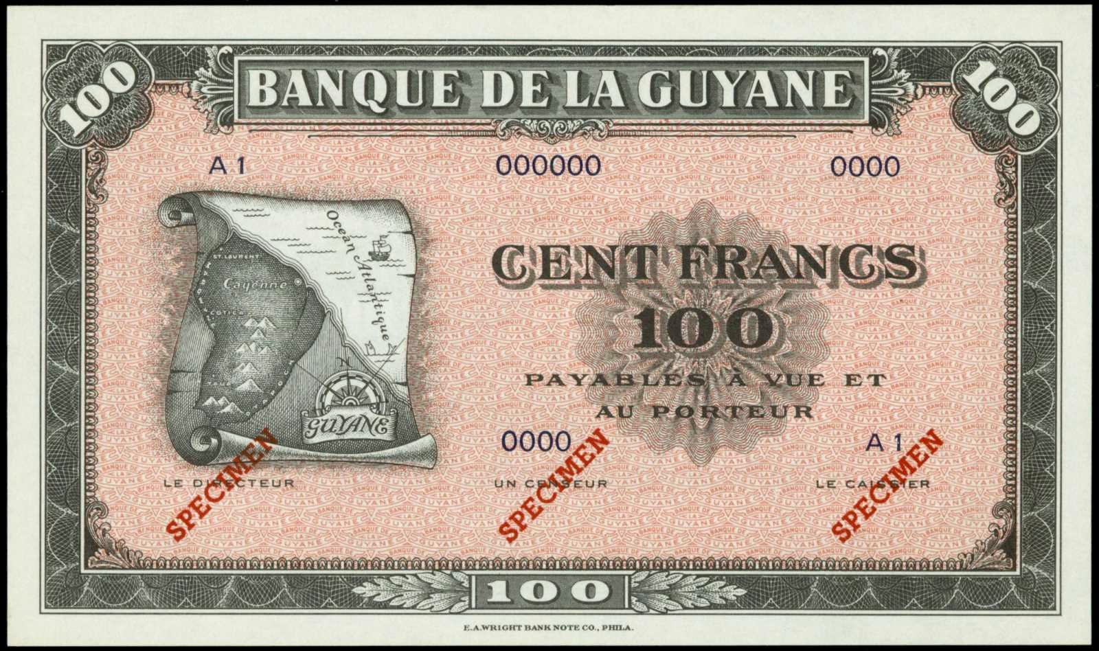 French Guiana 100 Francs banknote 1942World Banknotes & Coins Pictures Old Money, Foreign