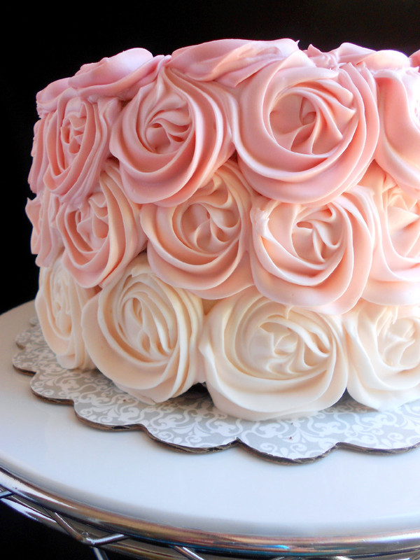 Double Layered Rose Swirl Buttercream Iced 8 inch Cake
