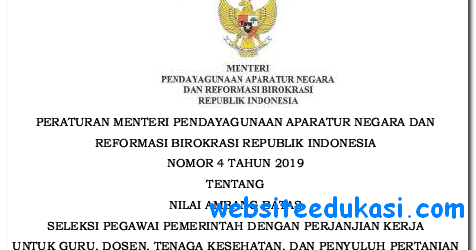 Permenpan RB Nomor 4 Tahun 2019 Tentang Nilai Ambang Batas Seleksi PPPK