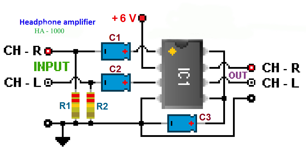 Rangkaian Penguat Audio Mini Stereo Dengan Ic Tda2822m