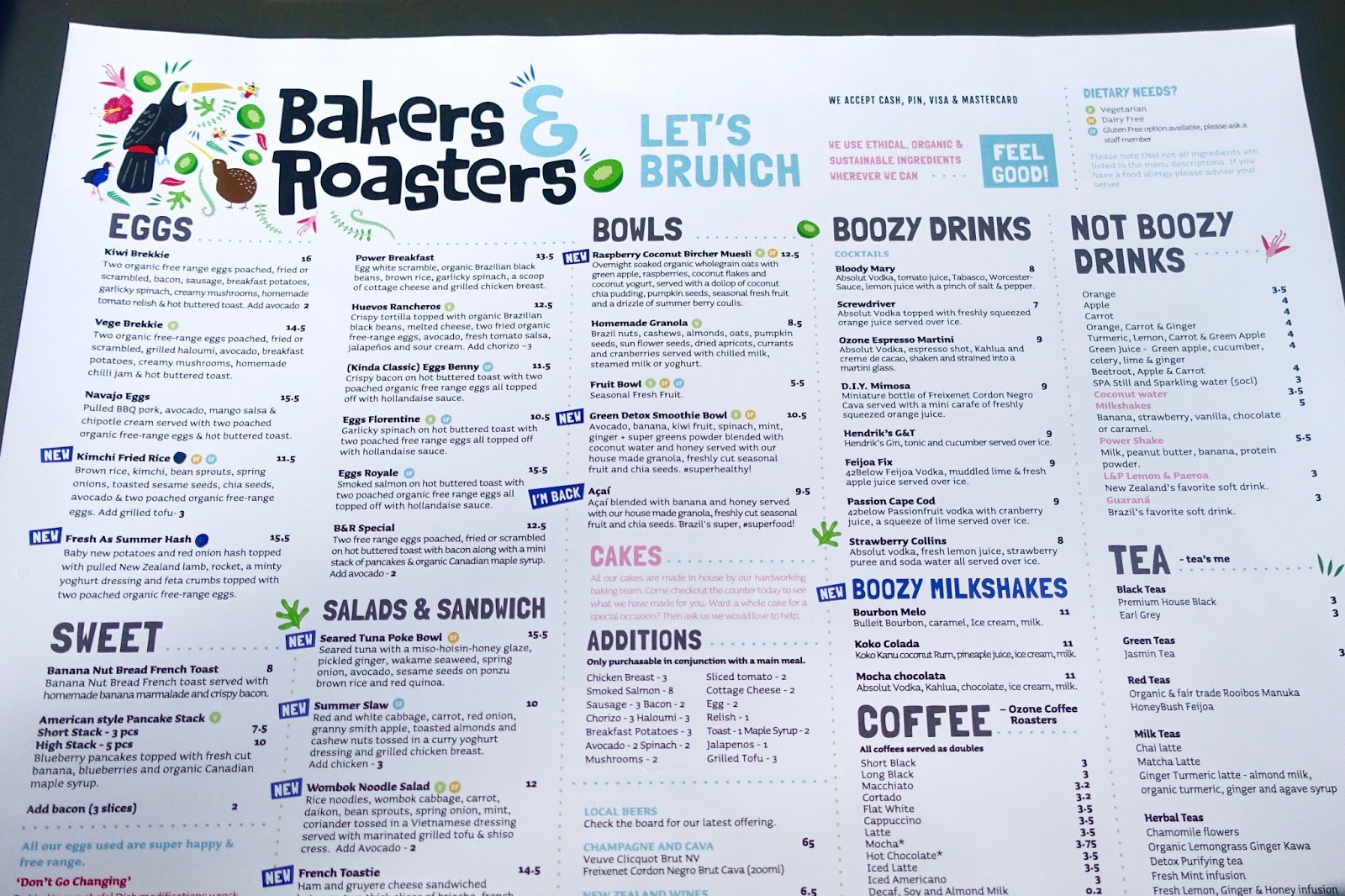 Bakers and roasters menu Amsterdam