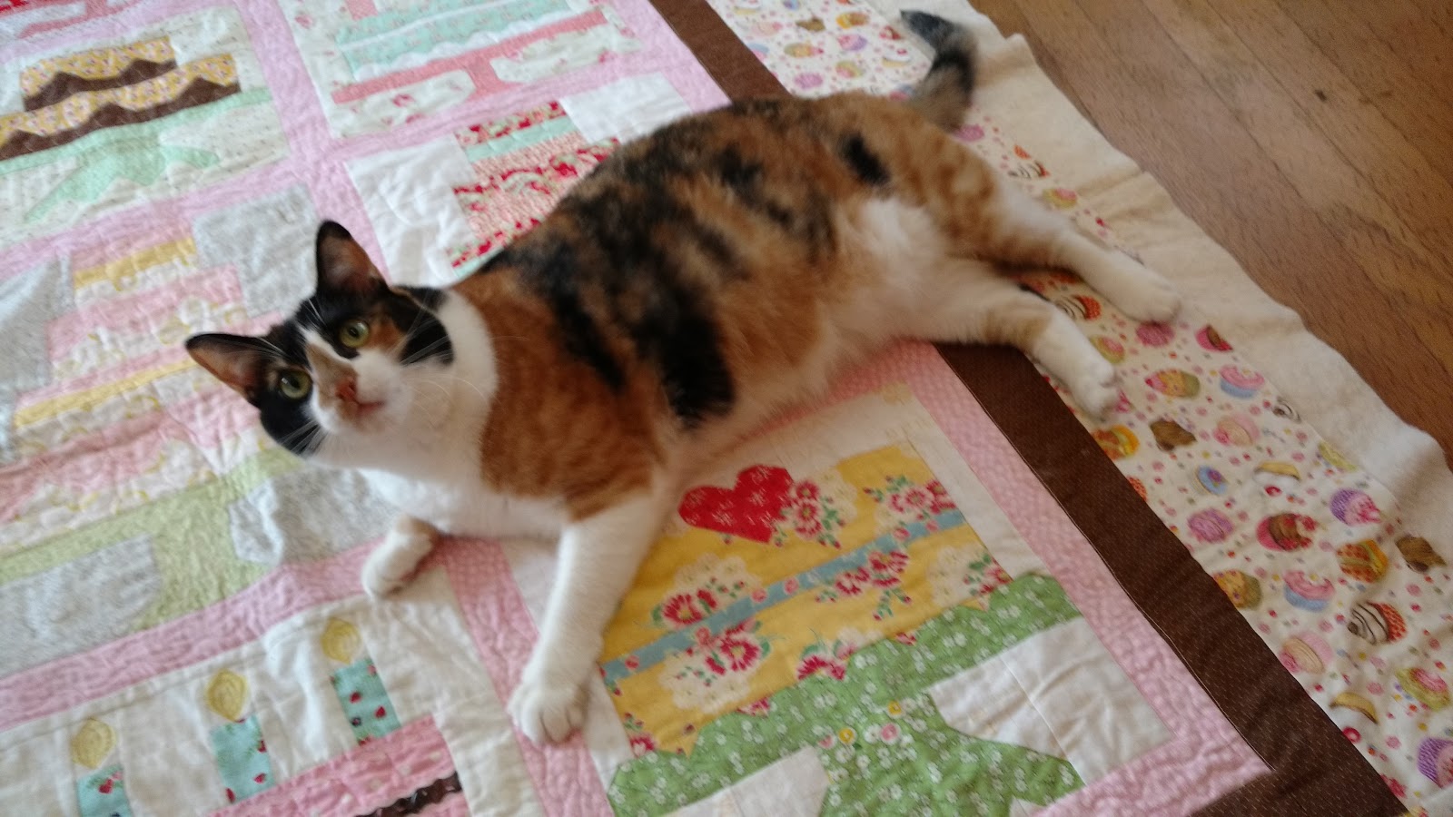 Missy's Homemaking Adventures Cupcake the Calico Cat on the Cake Quilt
