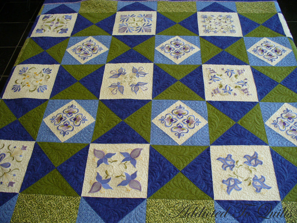 Addicted To Quilts Blue and Green Quilt