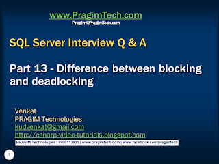 Sql server, .net and c# video tutorial: Difference between blocking and ...