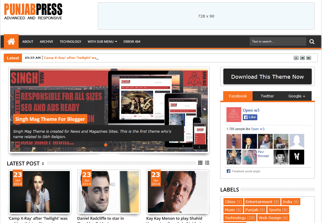 Punjab Press Blogger Template