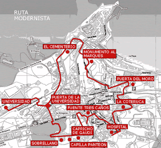 Mapa ruta modernista de Comillas