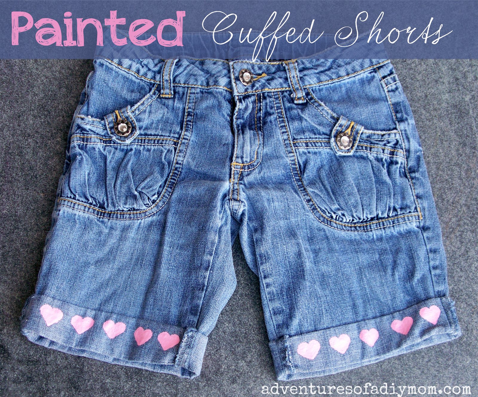 Cuffed Shorts with Ribbon and Buttons Cut off Jean Shorts