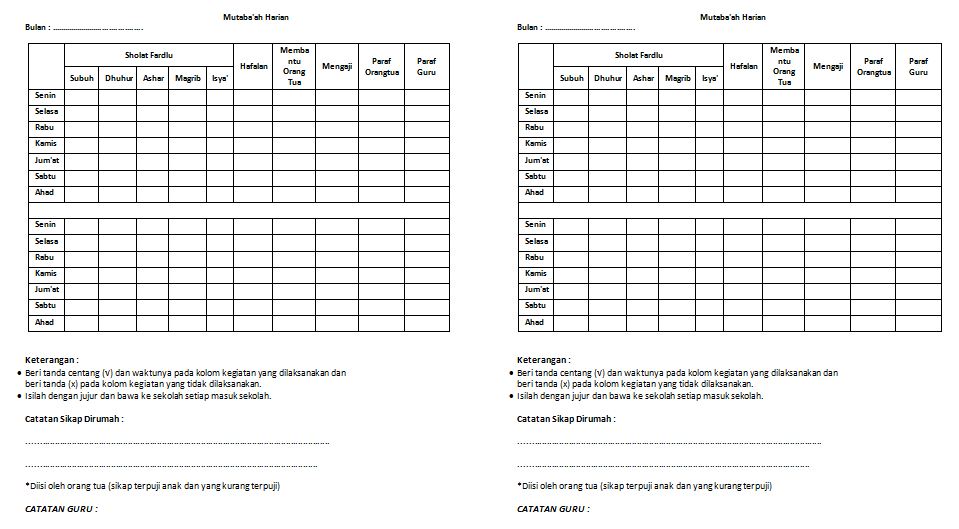 Buku Mutaba�ah Harian Siap Print SIMASEDA